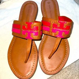 Tory Burch Pink and Red Sandals